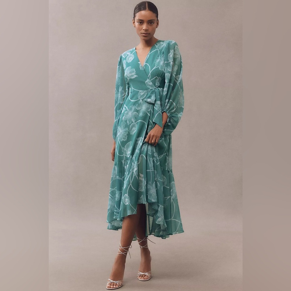 Hutch Teal Floral Wrap Maxi Dress